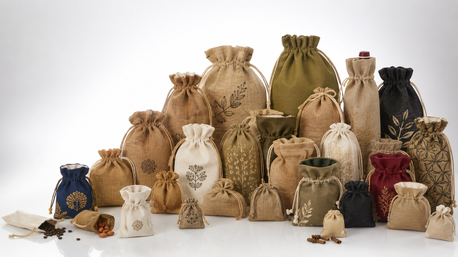 Jute drawstring pouch bag