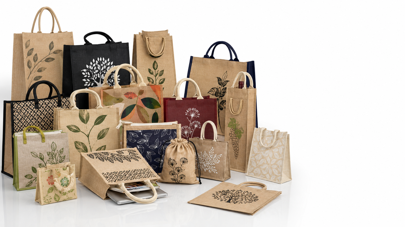 Printed jute bag with brand logo